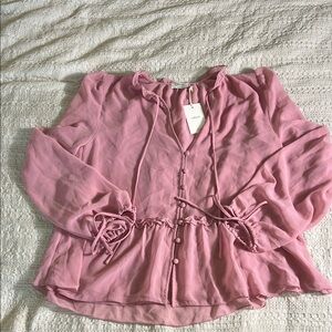 Wilfred Aritzia Pink Button-Up Blouse size XS